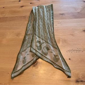 Mary Quant Vintage Neutral Minimalist Green Angled Rectangular Scarf